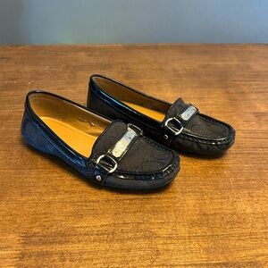 Coach Felisha Leather Canvas Black Loafer Shoes Size 6